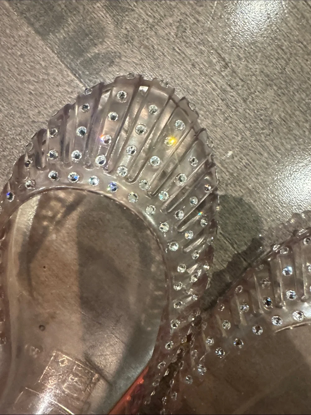Stuart Weitzman Translucent Brown Jelly Pointed-Toe Flats with Stud Accents - Picture 3 of 3